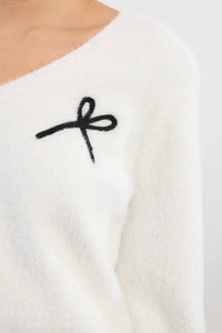 Lili Sidonio - Fluffy Knit Bow Sweater