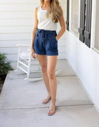 Flying Tomato - Avery Pleated Denim Shorts