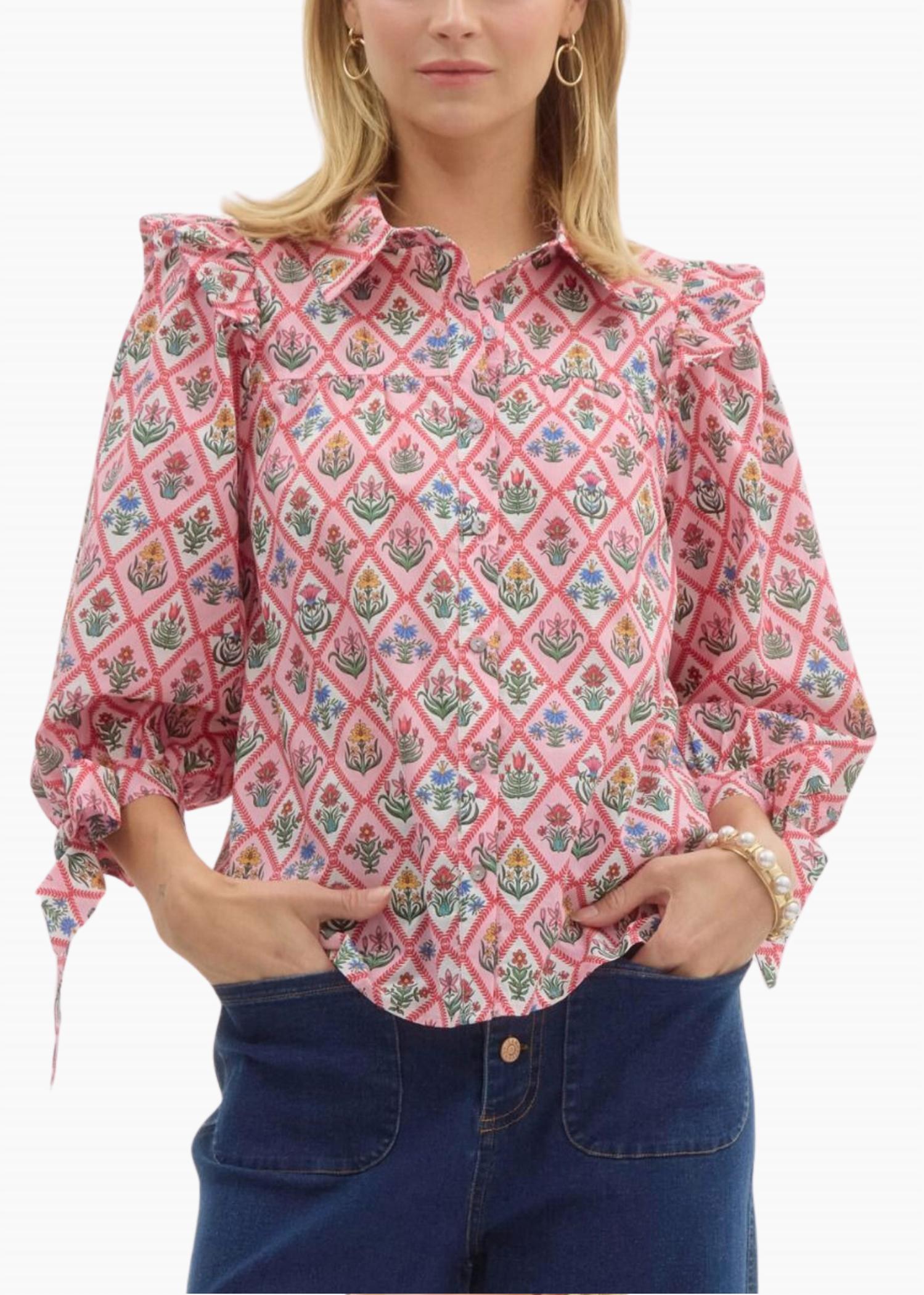 entro Maeve Top in pink - women's blouse
