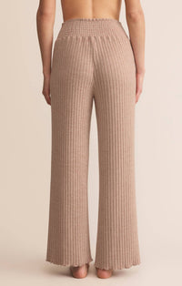 Z Supply Dawn Smocked Rib Pant in iced coffee - women's pants - alternate view