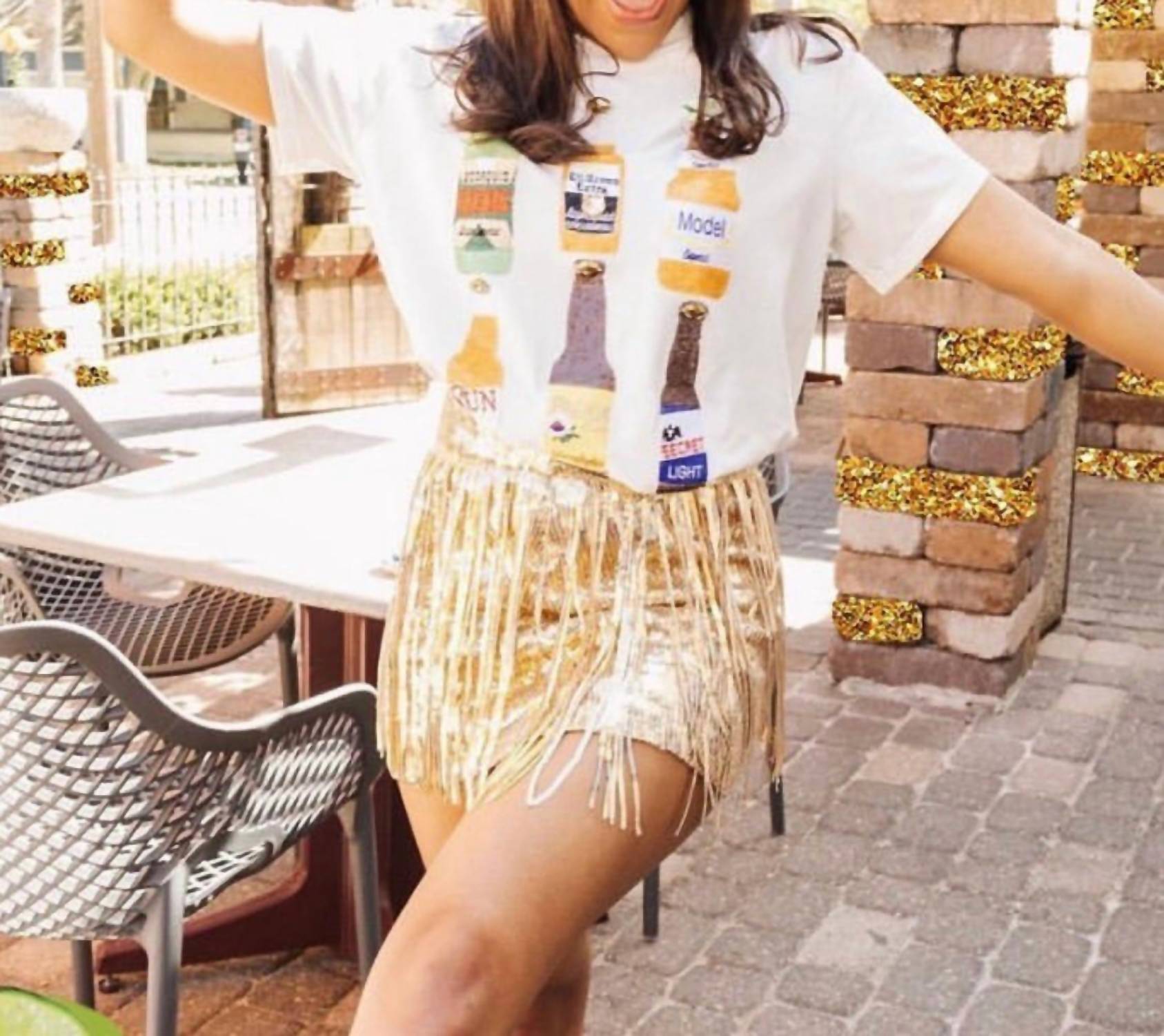 QUEEN OF SPARKLES Cinco Beer Tee in white - women's t-shirt