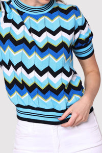 Minnie Rose - Chevron Pointelle Crew Tee