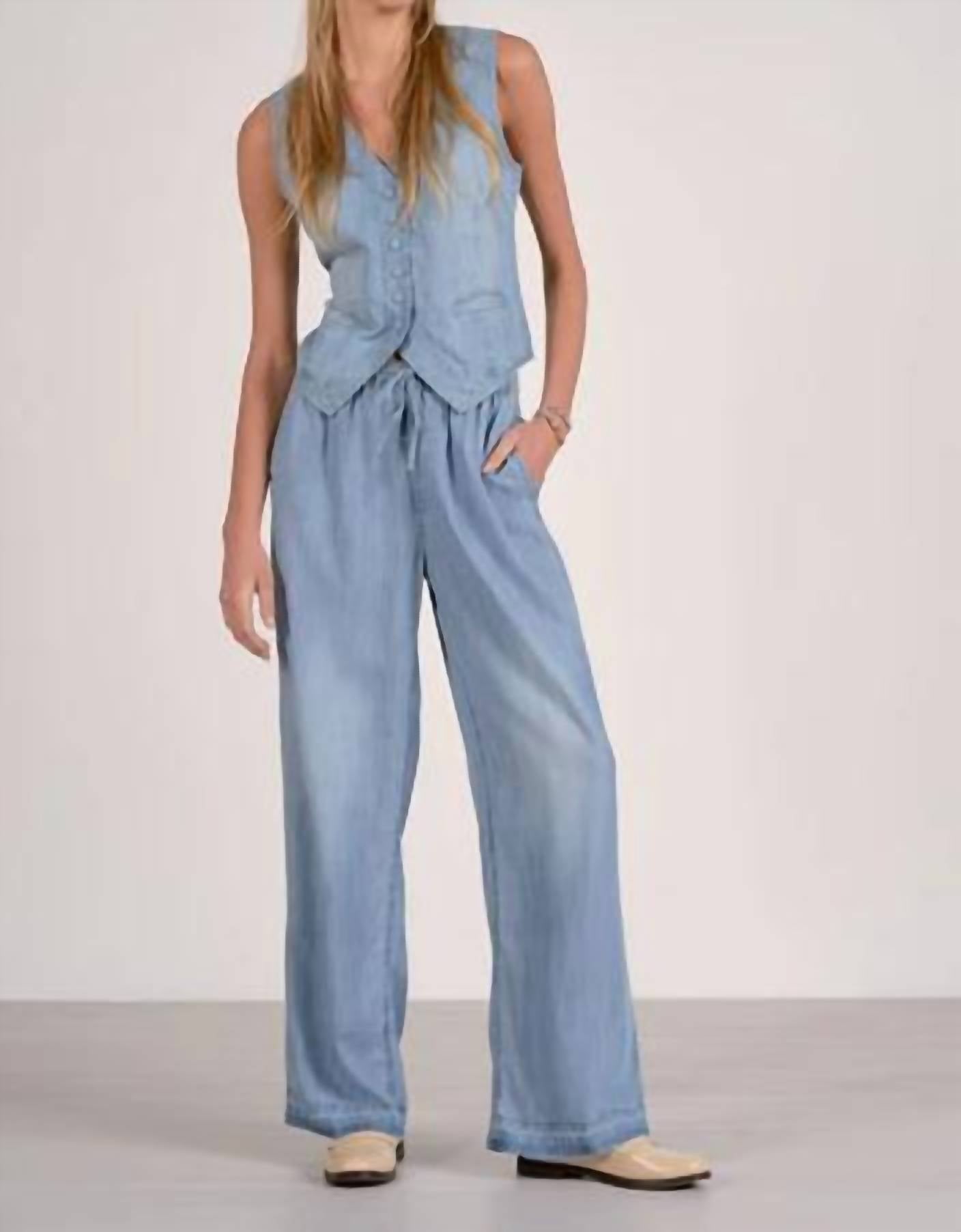 Elan - Denim Button Front Vest