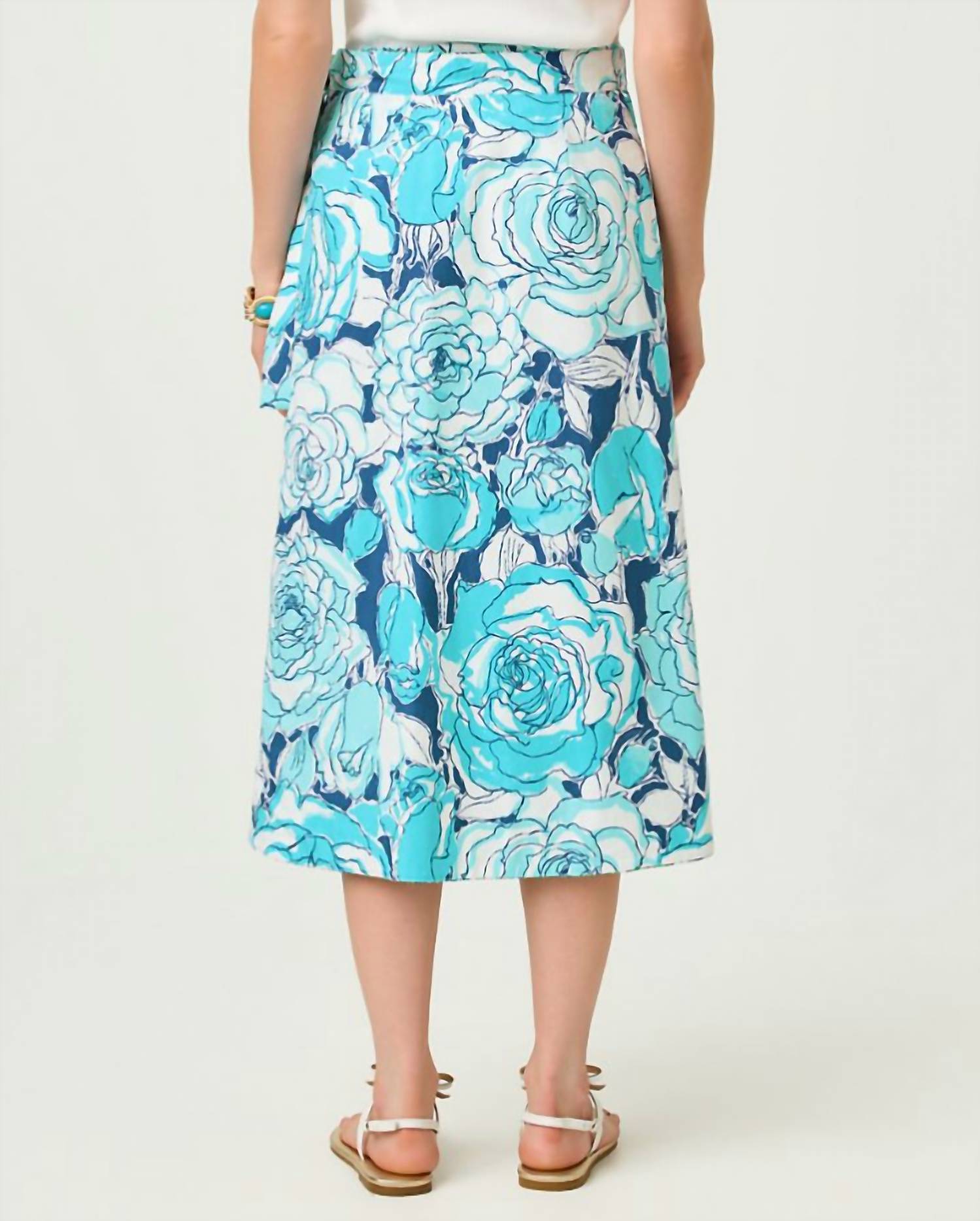 Lilly Pulitzer CONSTANCE REVERSIBLE MIDI SKIRT in green lilly of the valley capri blue rosanna - women's skirt - view 7