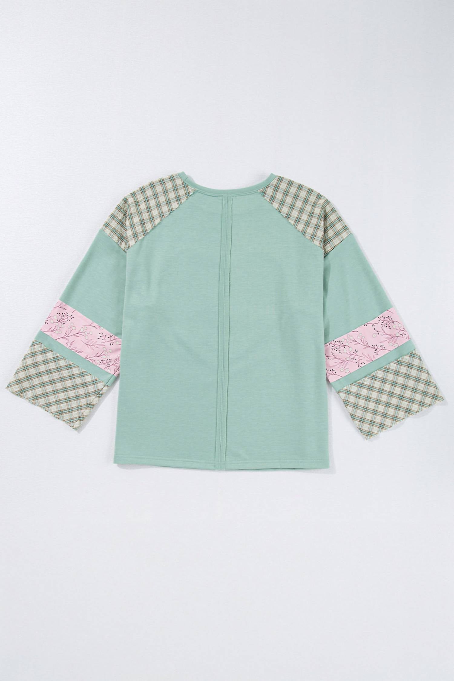 Little Daisy Closet Plaid Floral Patchwork Heart Shape Long Sleeve Top in clearly aqua - women's top - view 4