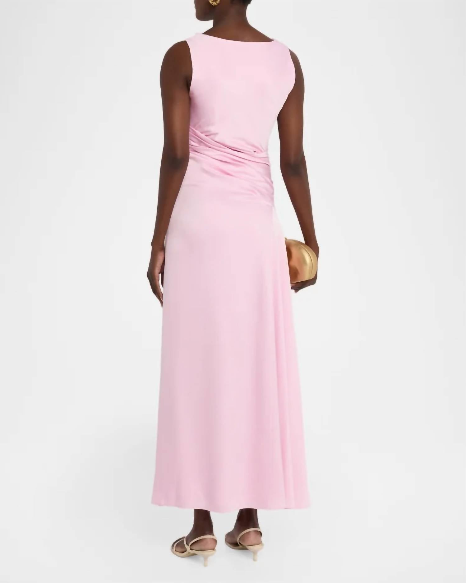 SIMKHAI Melaney Satin Maxi Dress in tulip - women's dress - detail view