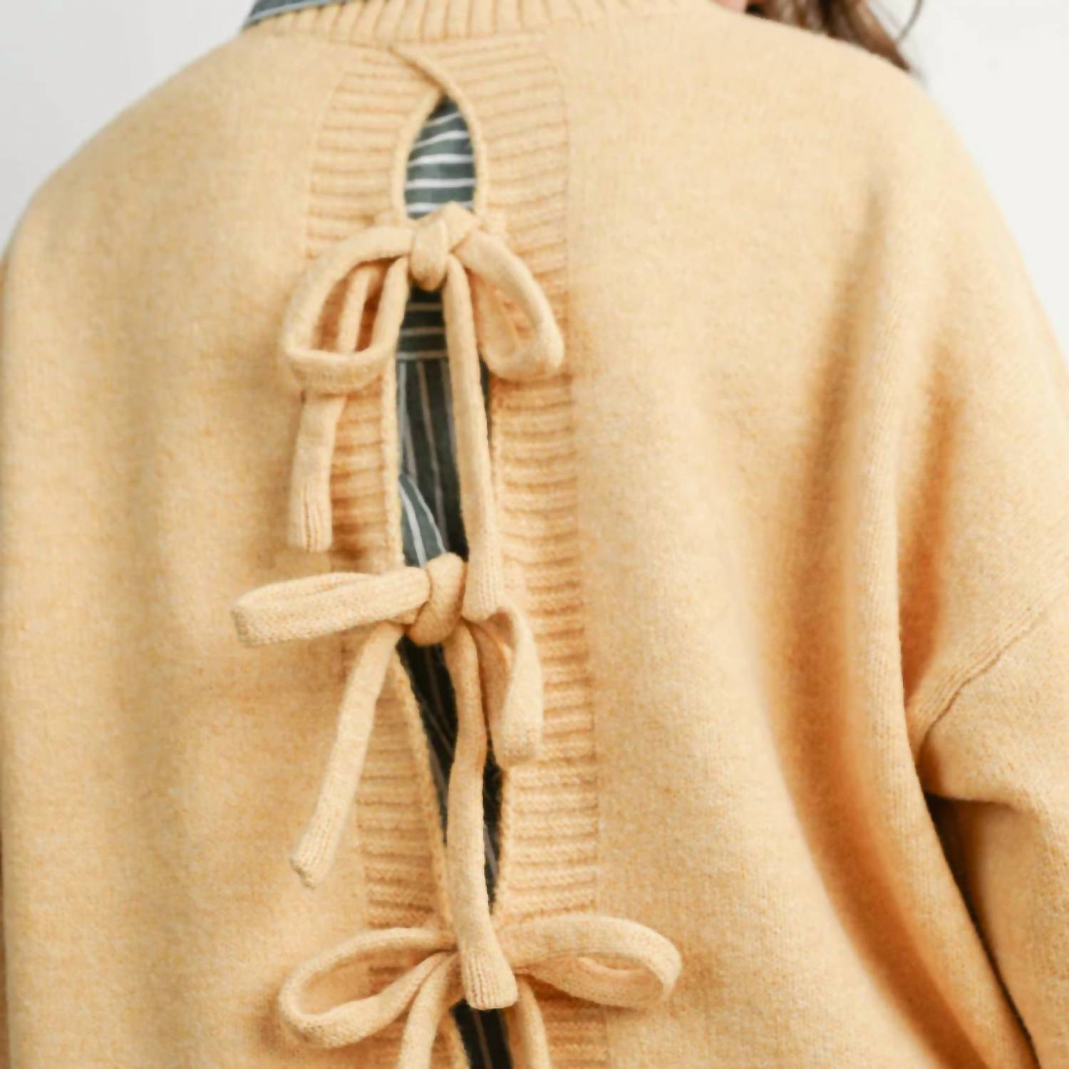 Buttermelon Charlotte Tie Back Sweater in marigold - women's sweater - alternate view