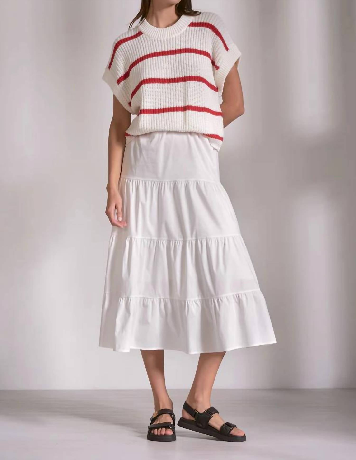 Elan - Stripe Sweater Top Midi Dress