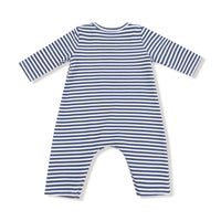 Angel Dear - Boys Organic Cotton Jersey Stripe Snap Shoulder Romper