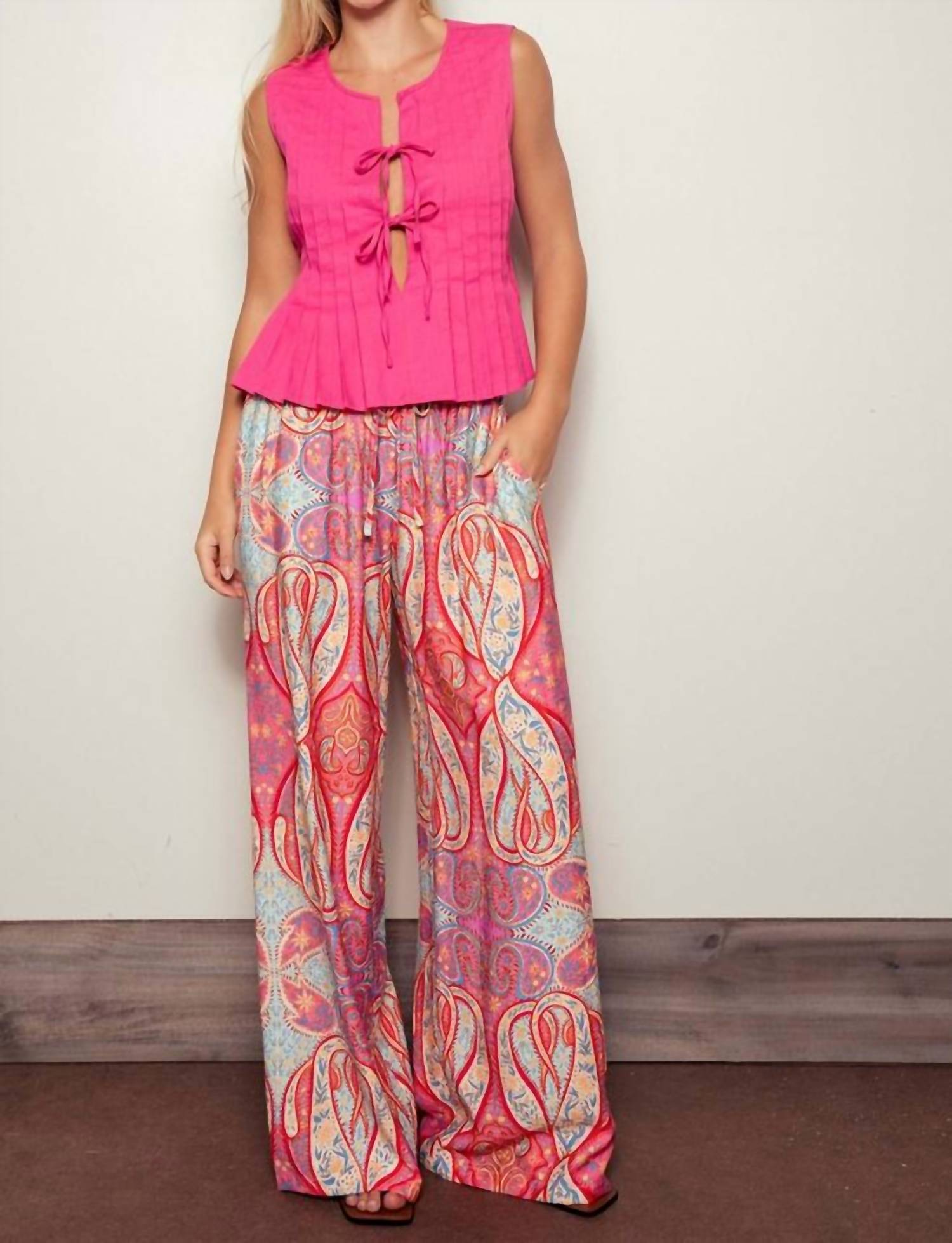 Urban Daizy - Paisley Print Wide-Leg Statement Pants