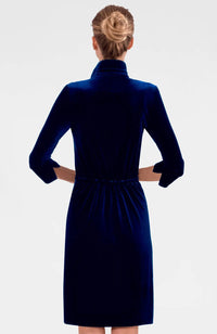 GRETCHEN SCOTT Silky Velvet Twist And Shout Mini Dress in navy - women's dress - alternate view