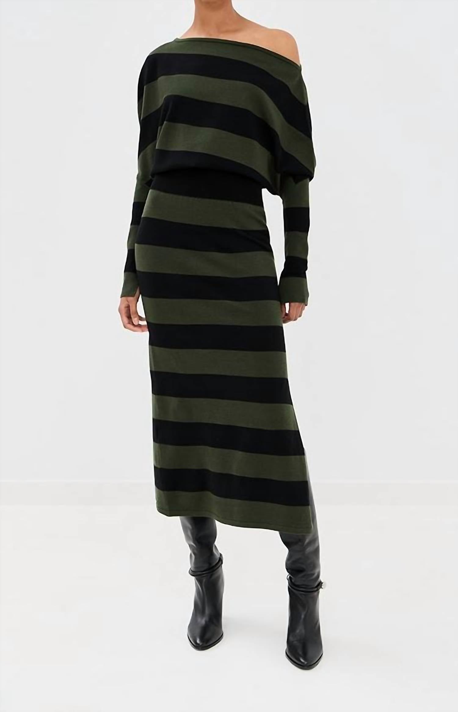 SIMKHAI Janese Midi Dress in cypress stripe - women's dress