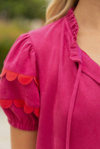Voy - Scallop Detailed Suede Dress