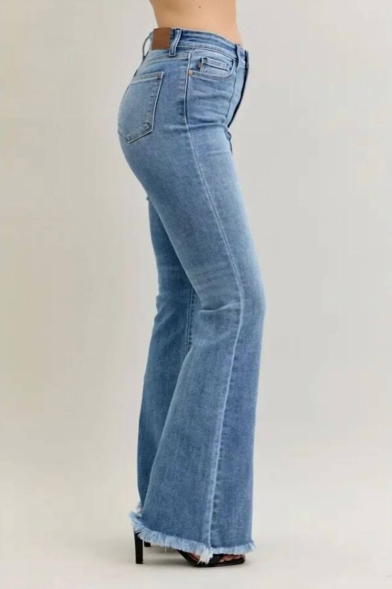 Judy Blue - High Waist Flare Fray Hem Jeans