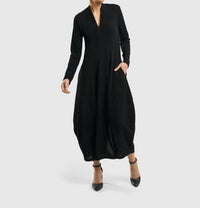ALEMBIKA Elvira Cocoon Dress in black - women's dress - alternate view