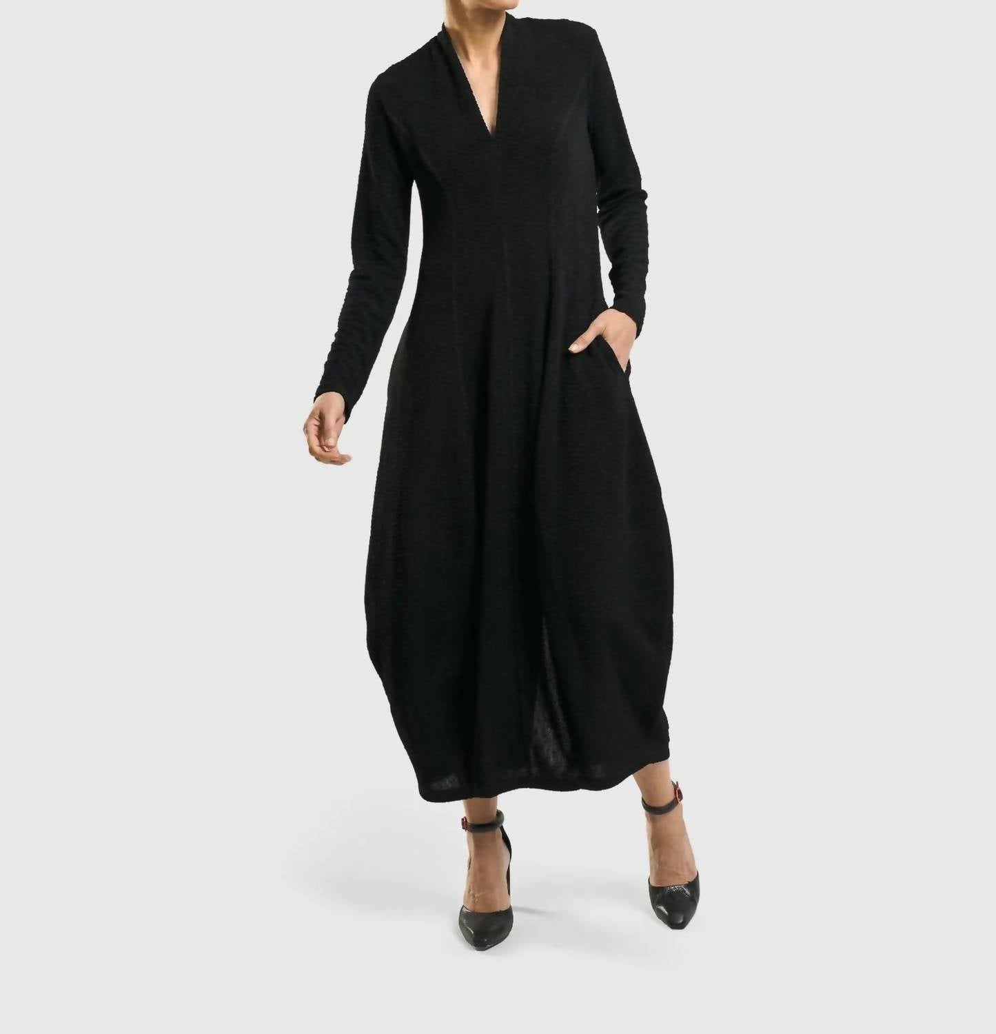 ALEMBIKA Elvira Cocoon Dress in black - women's dress - alternate view