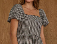 Rylee + Cru Chiara Dress in black gingham - women's dress - alternate view