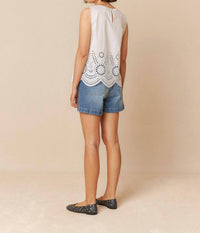 Indi & Cold - Embroidered Poplin Sleeveless Top