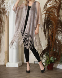 Joseph Ribkoff - Fringe Open Stitch Longline Cover-up