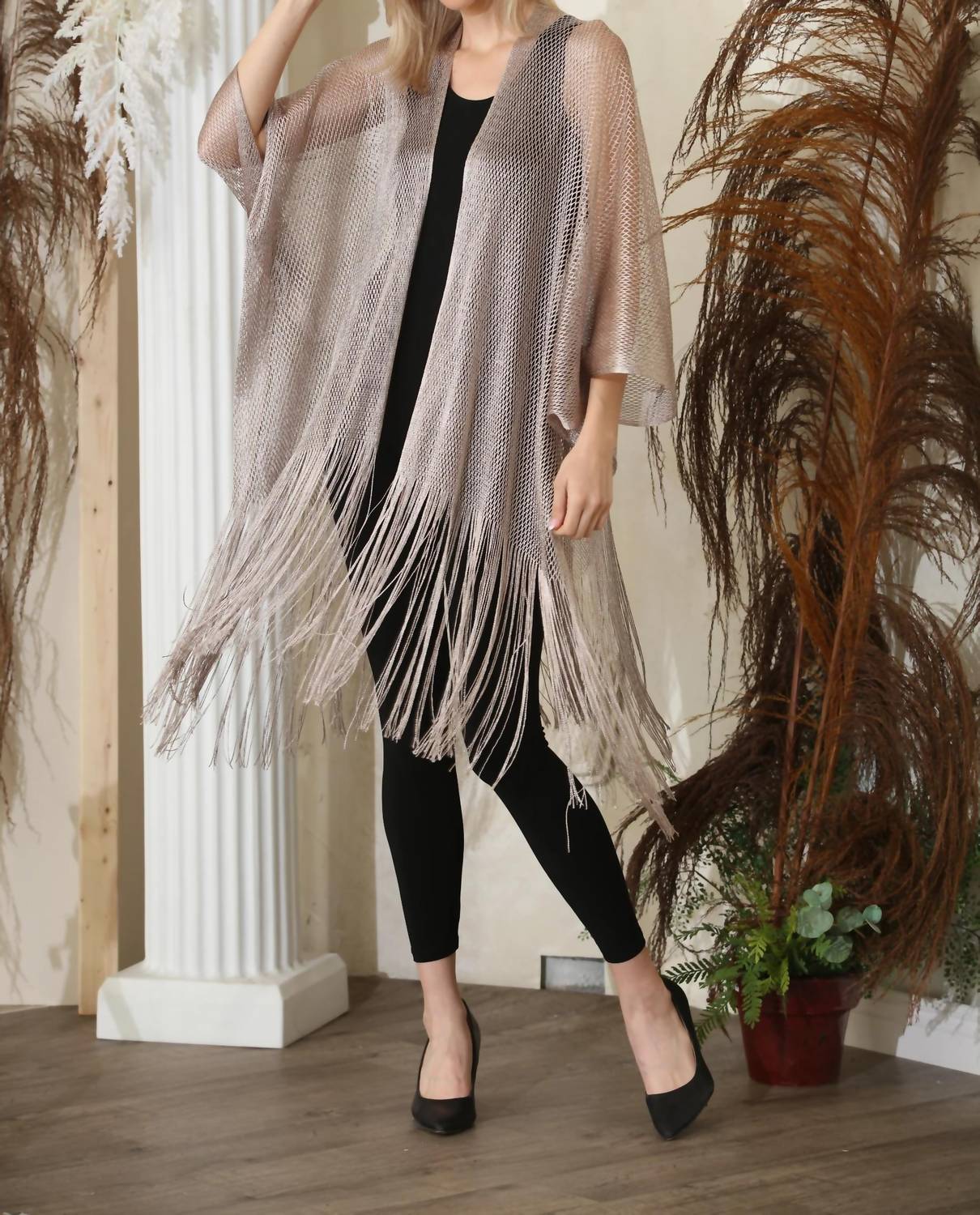 Joseph Ribkoff - Fringe Open Stitch Longline Cover-up