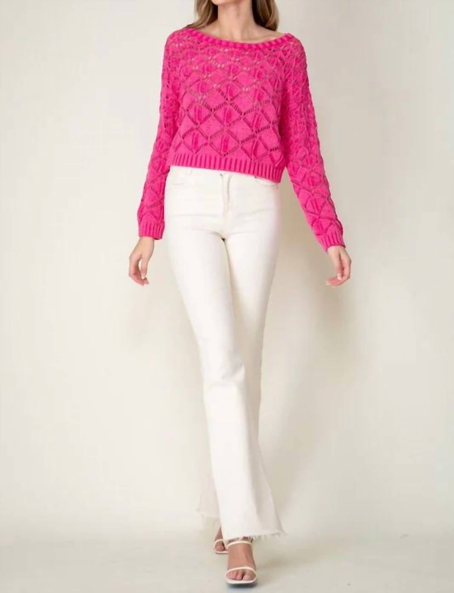Lumiere - Diamond Knit Cropped Sweater