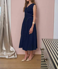 Moon River - Tie Back Contrast Midi Dress
