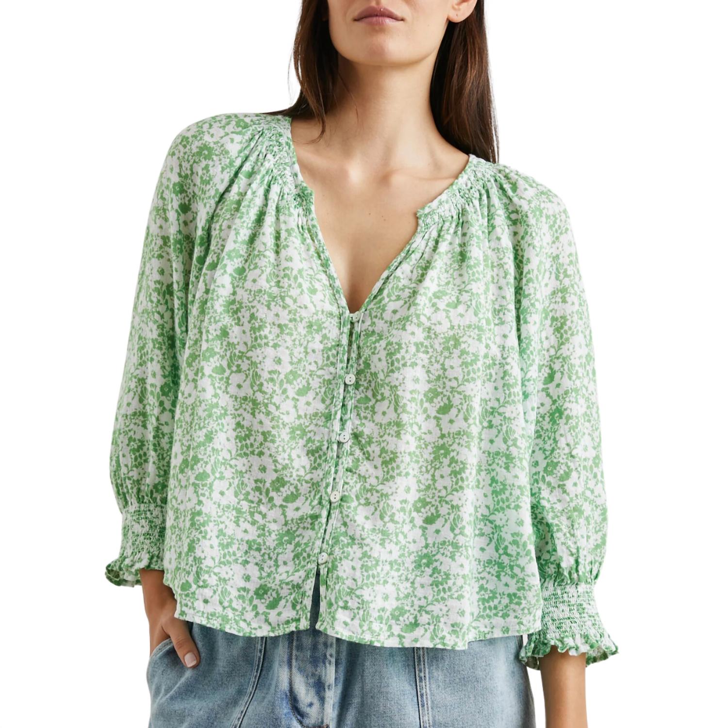Rails Women's Mariah Top in green texture floral - women's blouse