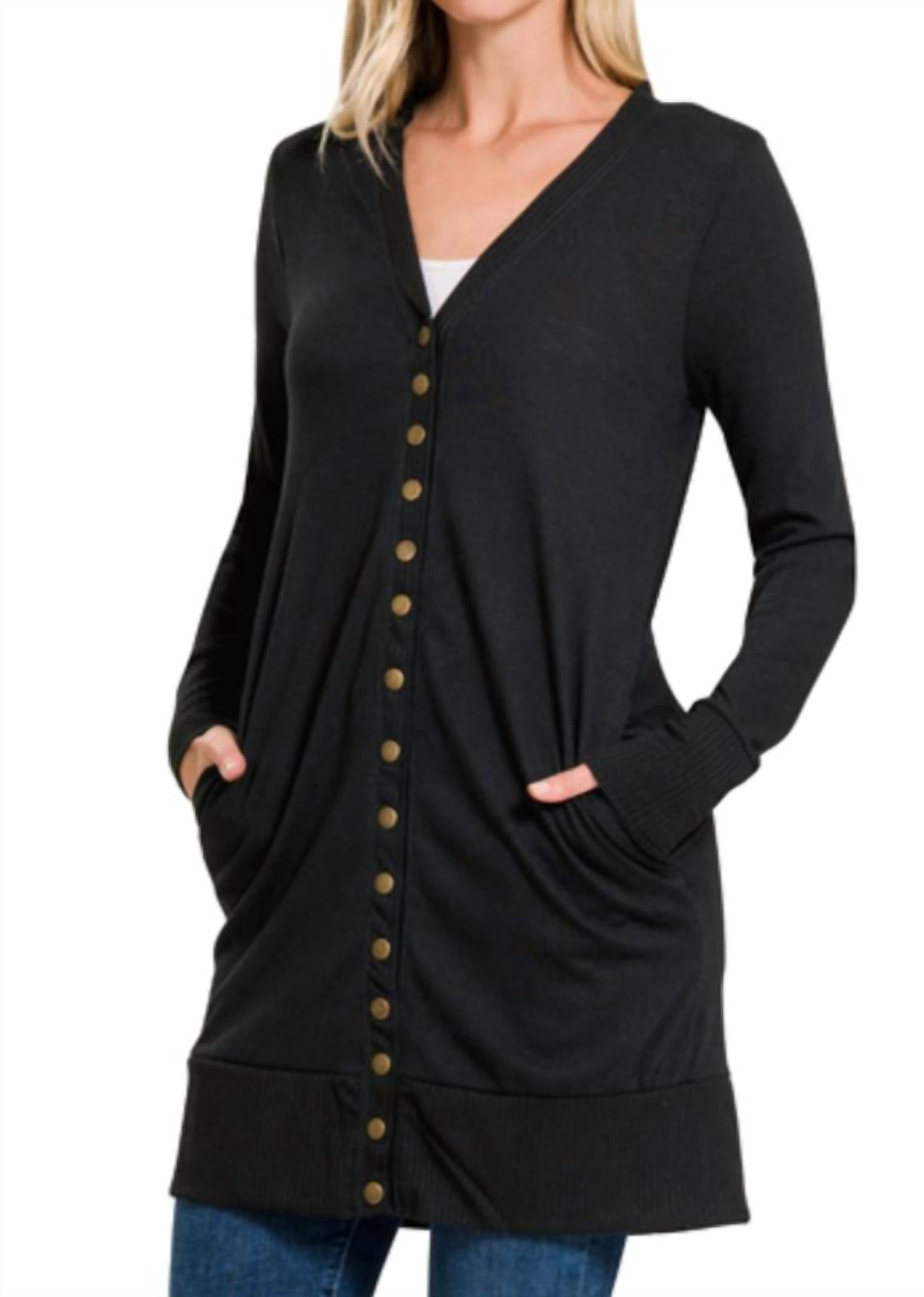 Zenana - Snap Button Cardigan