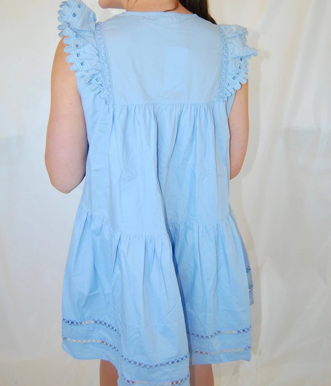 Fate - Joy Eyelet Details Tassel Mini Dress