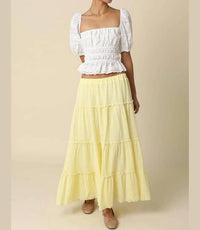 Olivaceous - Brooke Tiered Maxi Skirt