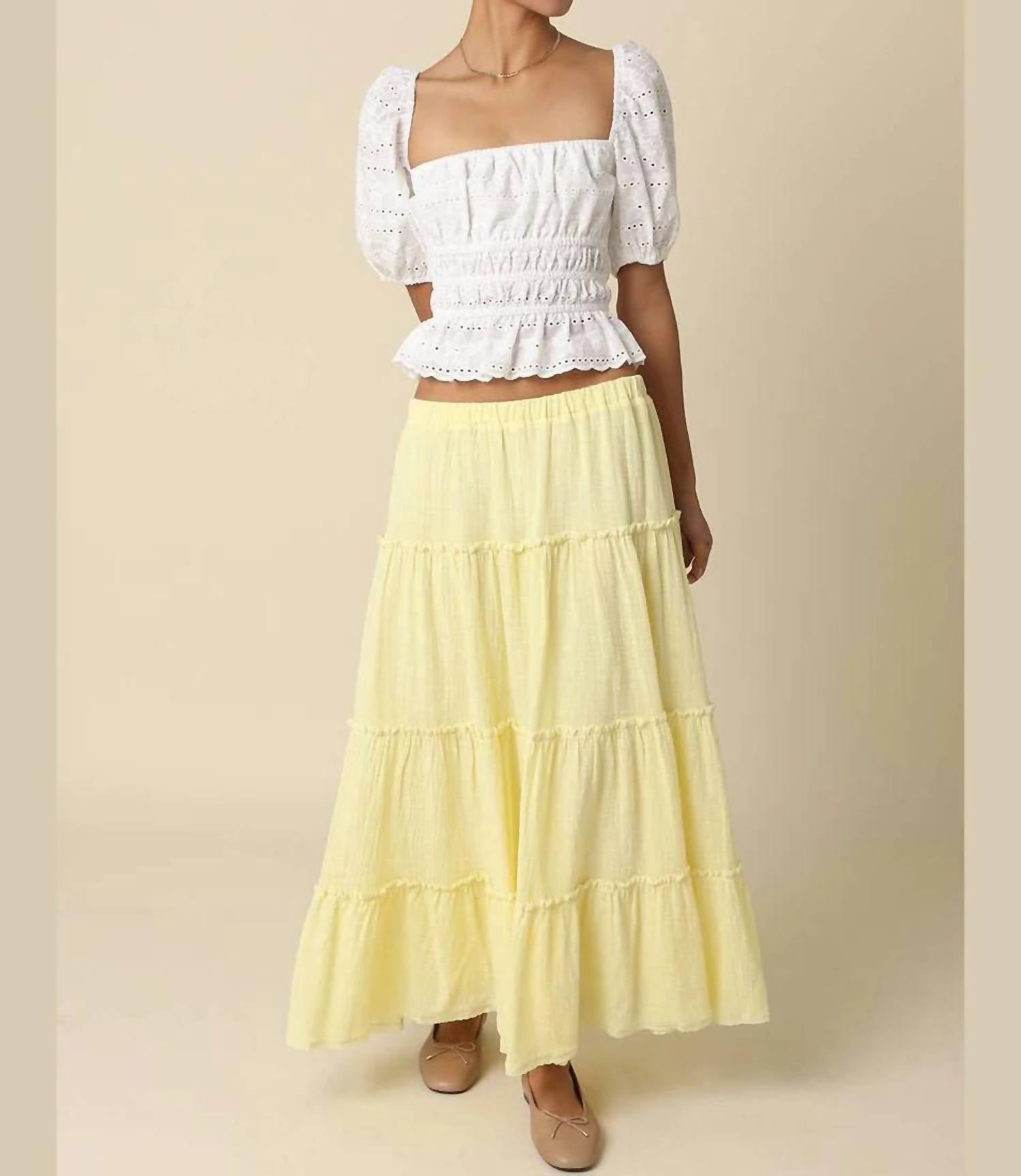 Olivaceous - Brooke Tiered Maxi Skirt