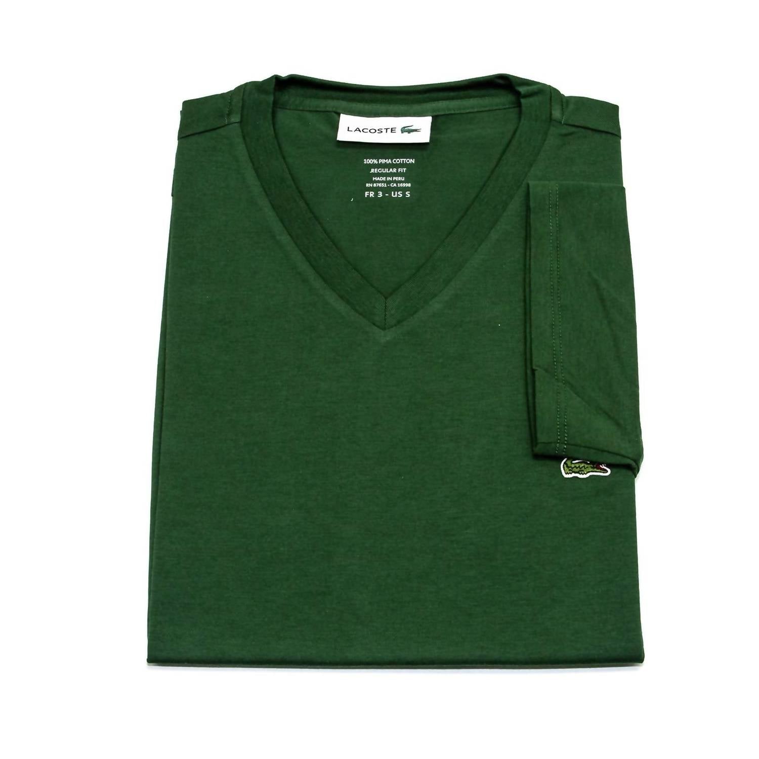 Lacoste - Men's Standard Short Sleeve Pima V-neck Tee