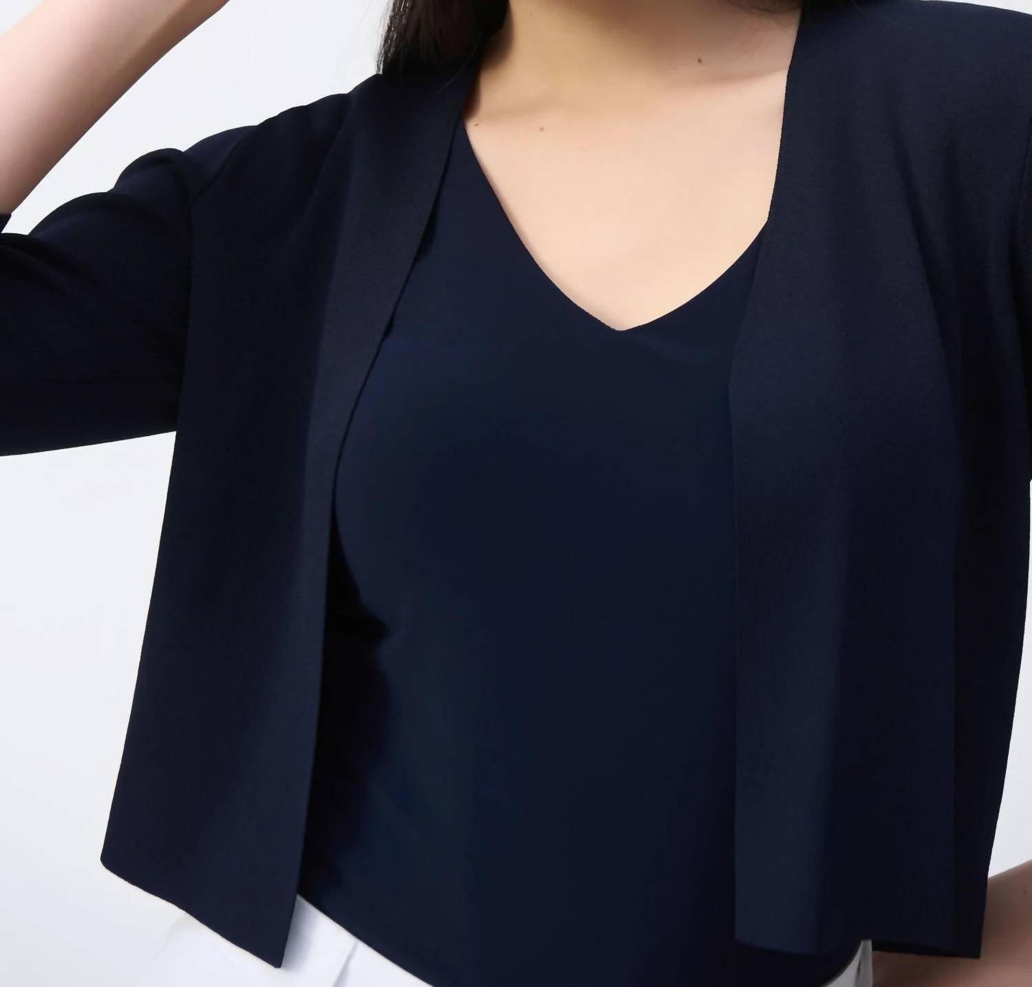 Joseph Ribkoff - Pearl Accent 3/4 Sleeve Cropped Cover-up
