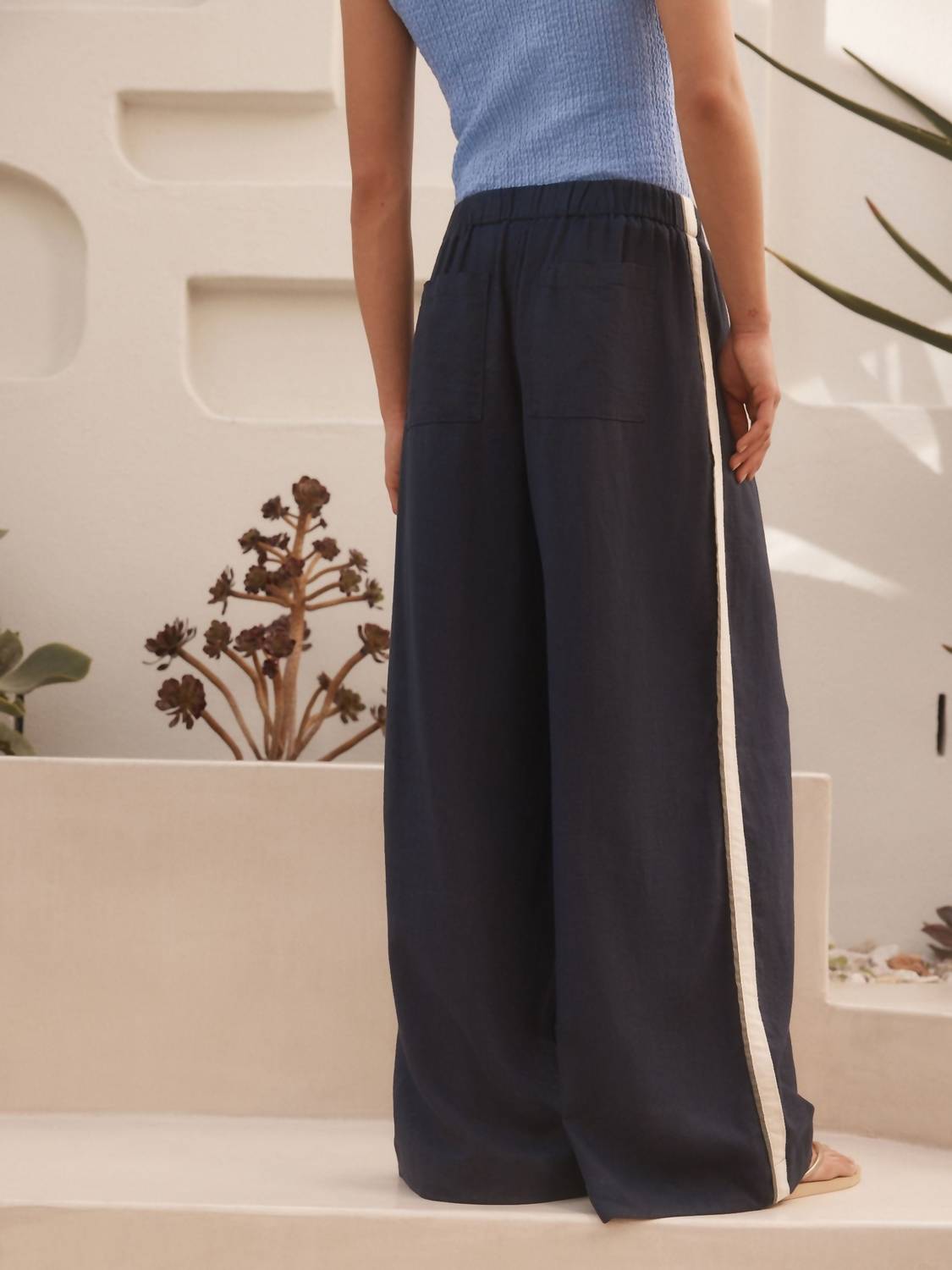 Stateside - Linen Double Piped Wide Leg Pant
