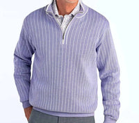 St. Croix - Long Sleeve Nov Stitch Striped Zip Mock Sweater