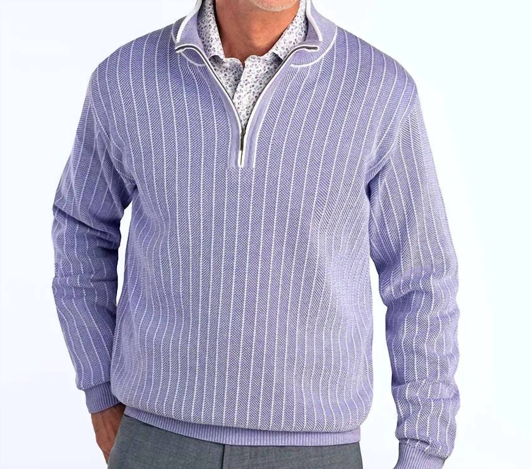 St. Croix - Long Sleeve Nov Stitch Striped Zip Mock Sweater