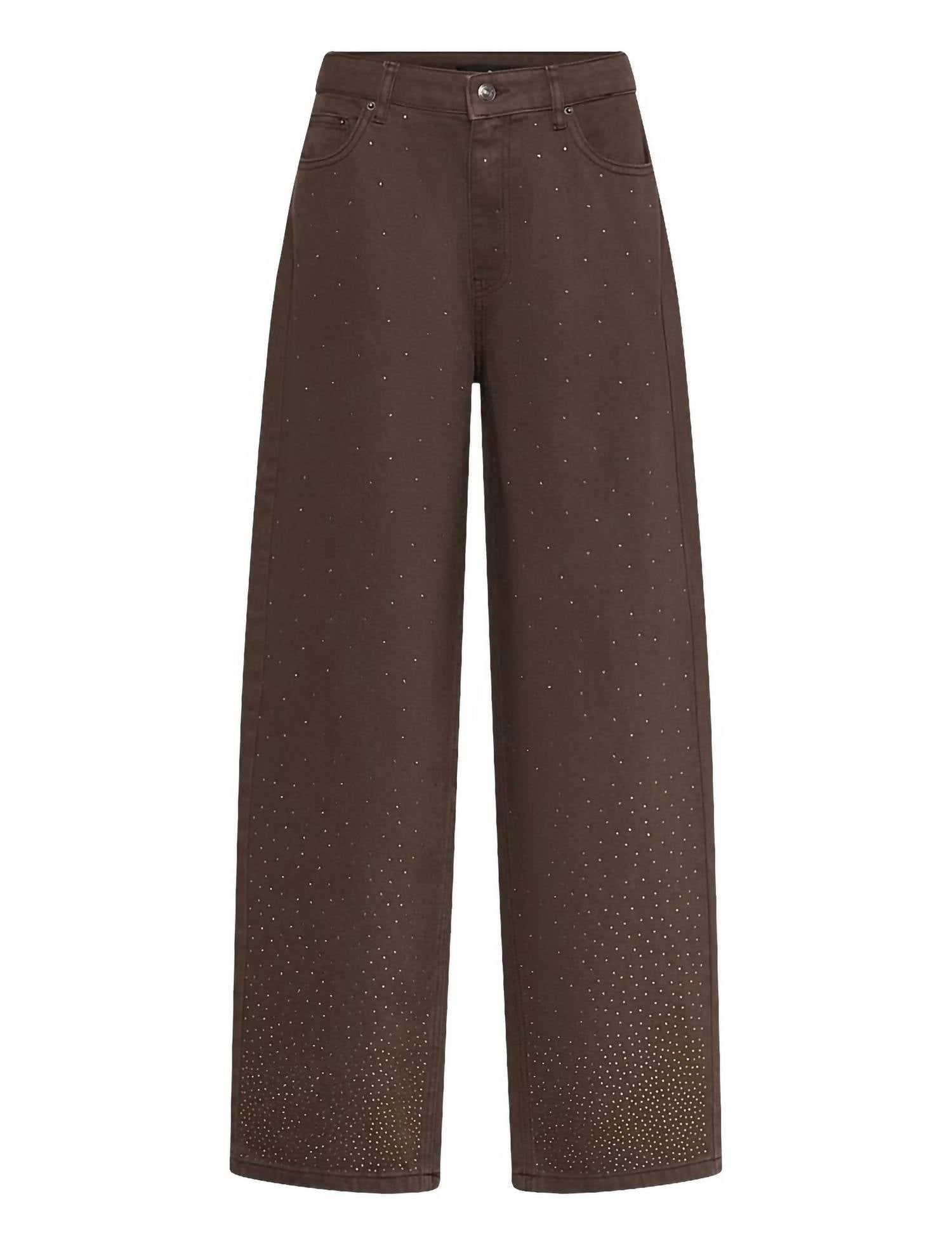 Rotate - Women's Rhinestone Wide Leg Jeans