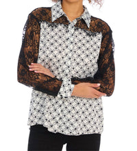 ALLISON NEW YORK Liliana Long Sleeve Shirt in black tiles - women's shirt