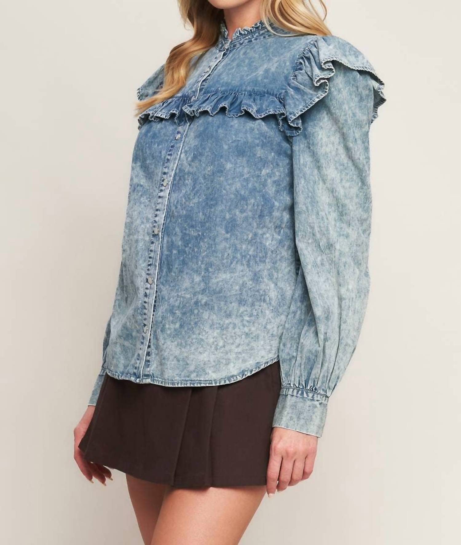 Flying Tomato - Acid Washed Denim Top
