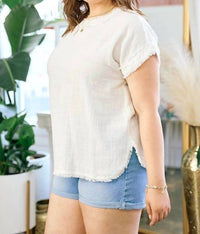 Doe And Rae - Frayed Gauze Top - Plus Size