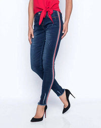 Frank Lyman - Distressed Denim Jeans With Side Stripe