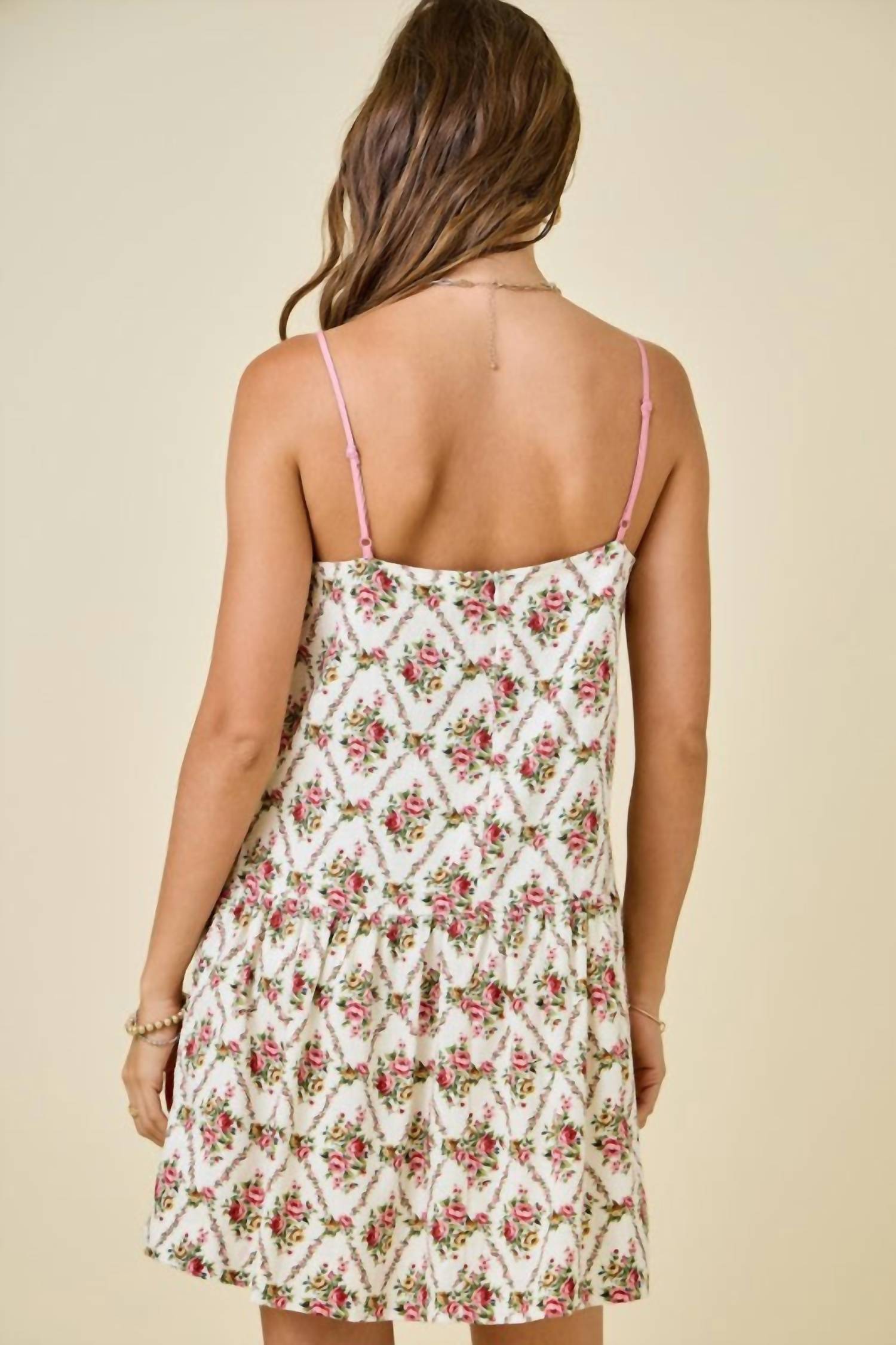 Day + Moon - Floral Dress With Contrast Knotted Edge