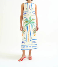 Compania Fantastica - Palms And Mermaid Sleeveless Midi Dress