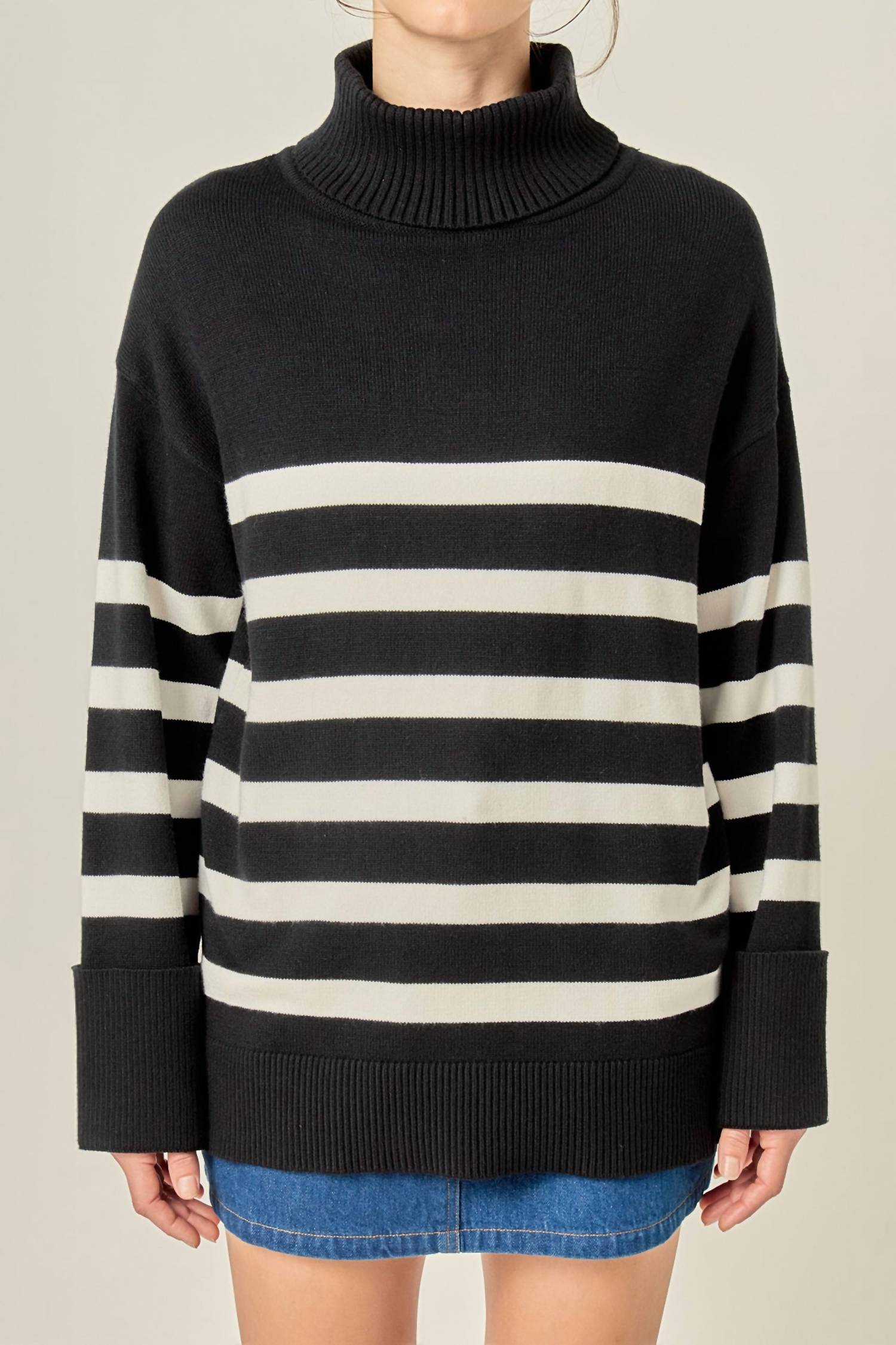 English Factory - Turtle Neck Stripe Sweater