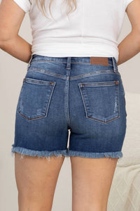 Judy Blue - 2 Button Dad Shorts With Distress