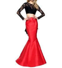 Sherri Hill Mermaid Lace Two Piece Gown in black red - women's dress