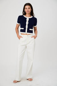 French Connection - Bennet Rib Knit Short Sleeve Top
