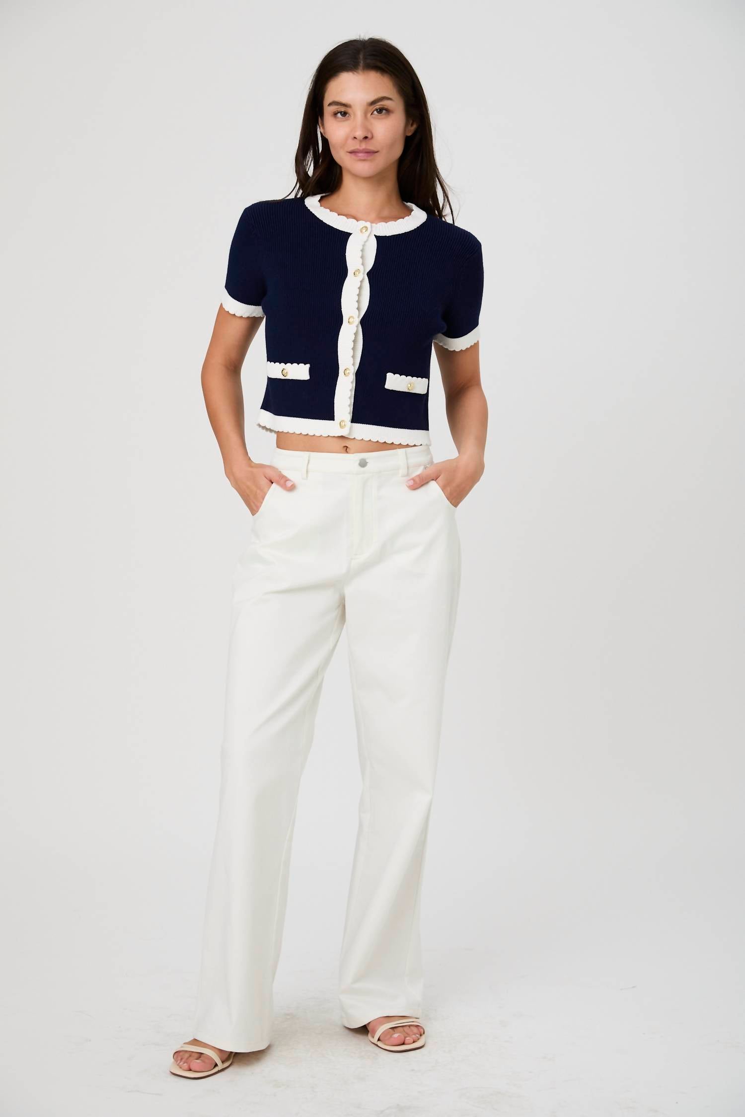 French Connection - Bennet Rib Knit Short Sleeve Top