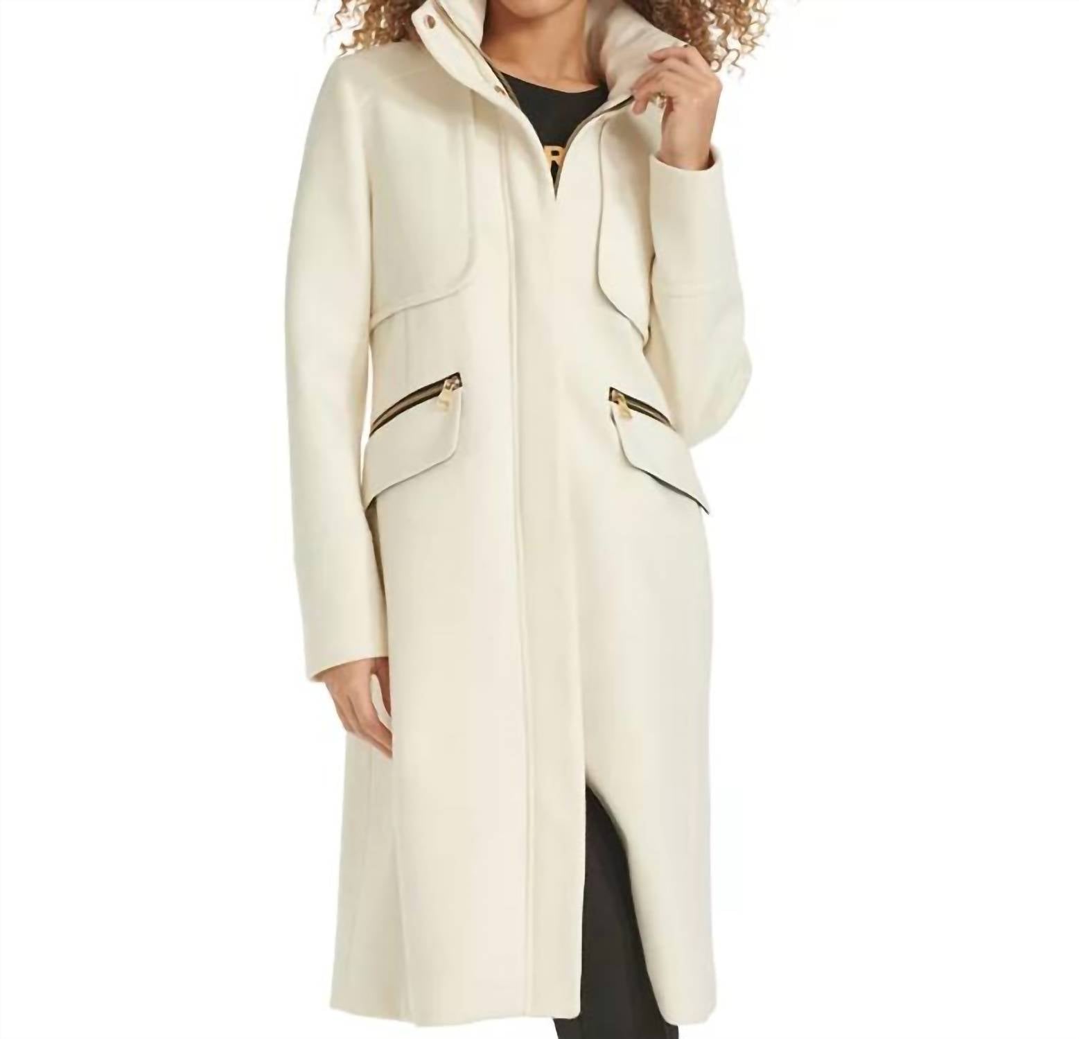 KARL LAGERFELD Women's Zip-front Boucle Coat in white - women's jacket - view 4