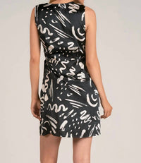 Elan - Sleeveless Wrap Abstract Print Dress